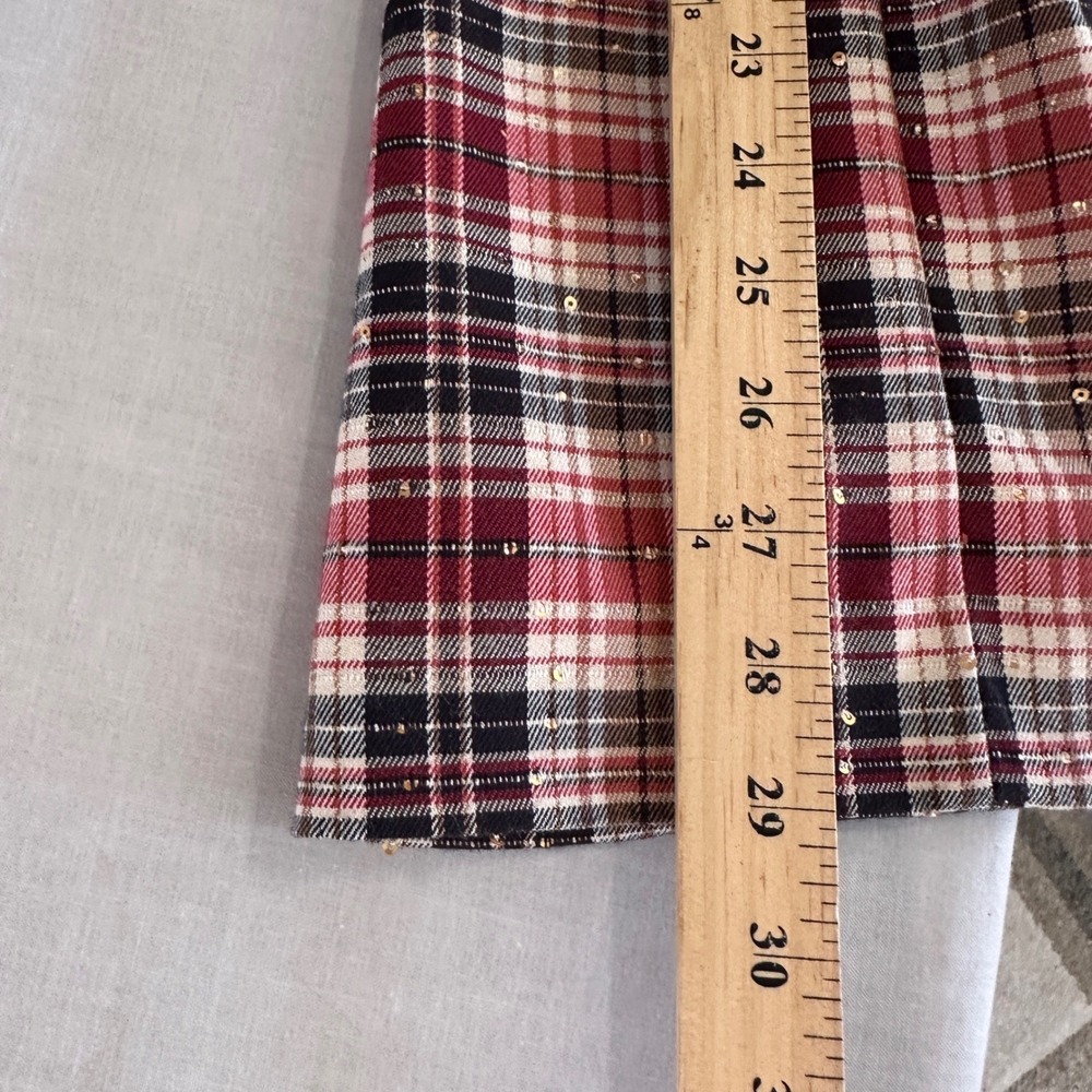 Maeve Women's 1X Plus The Avery Wide Leg Pants Red Plaid Sequin Holiday Trousers - Picture 8 of 11